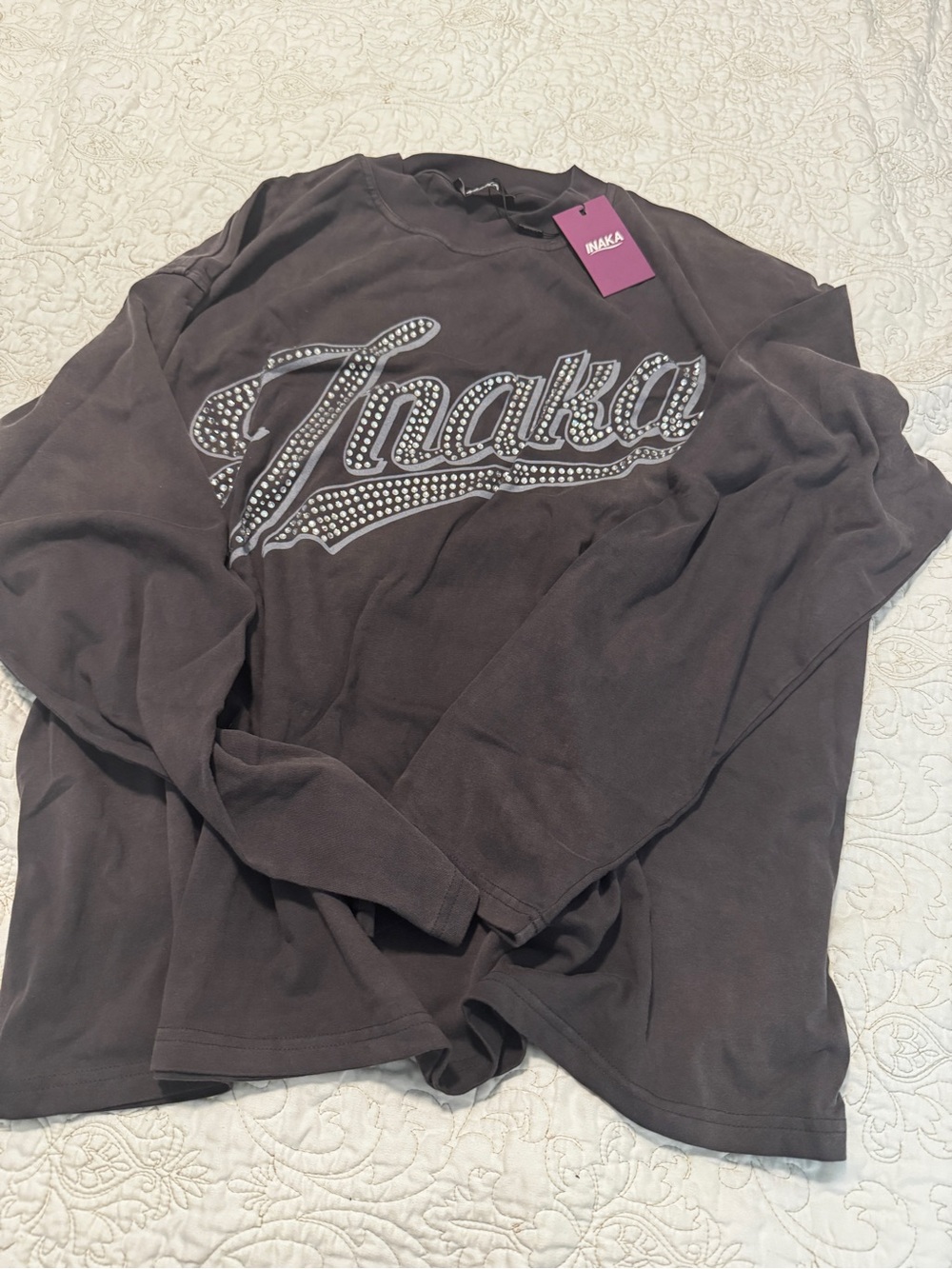 INAKA Black Tee with Purple Brand Tag